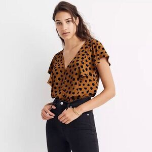 Madewell Carmelina Flutter-Sleeve Top in Painted Dots
